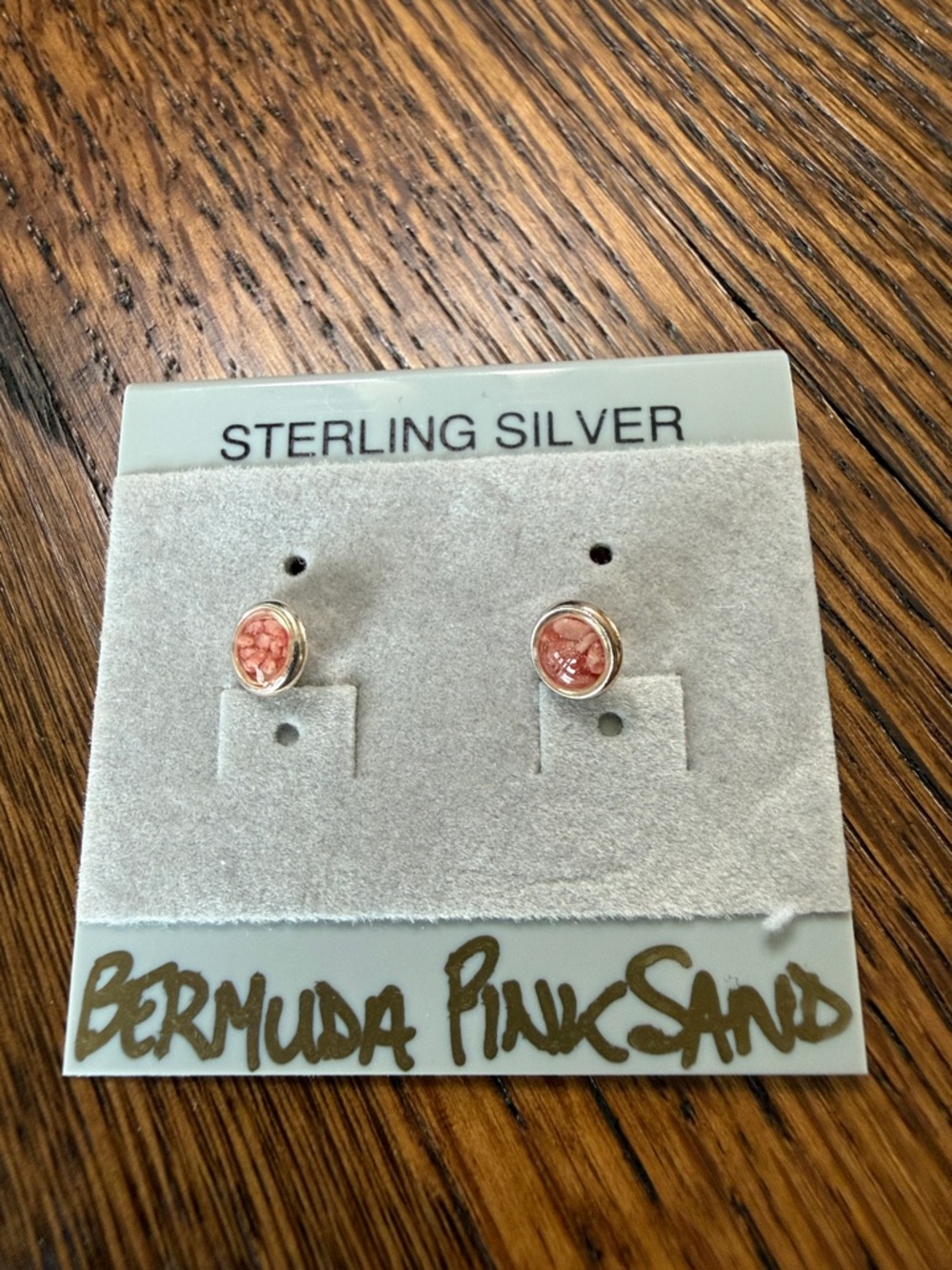 B40 Bermuda Pink Sand Women’s Gold Pink Stud Earrings